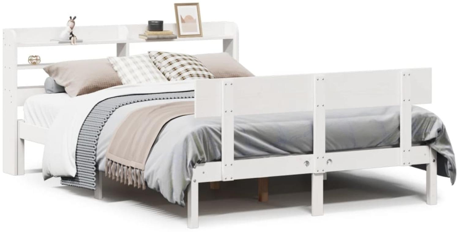 vidaXL Massivholzbett ohne Matratze Weiß 120x190 cm Kiefernholz 3306608 Bild 1