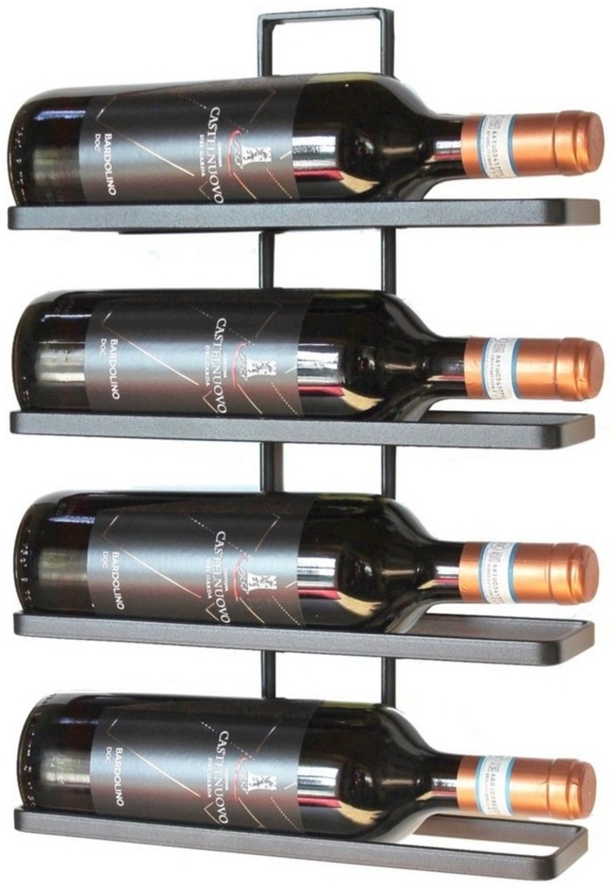 Weinregal aus Metall in Schwarz für die Wandmontage 4-Wine erweiterbar Flaschenständer Flaschenregal Flaschenhalter Bild 1