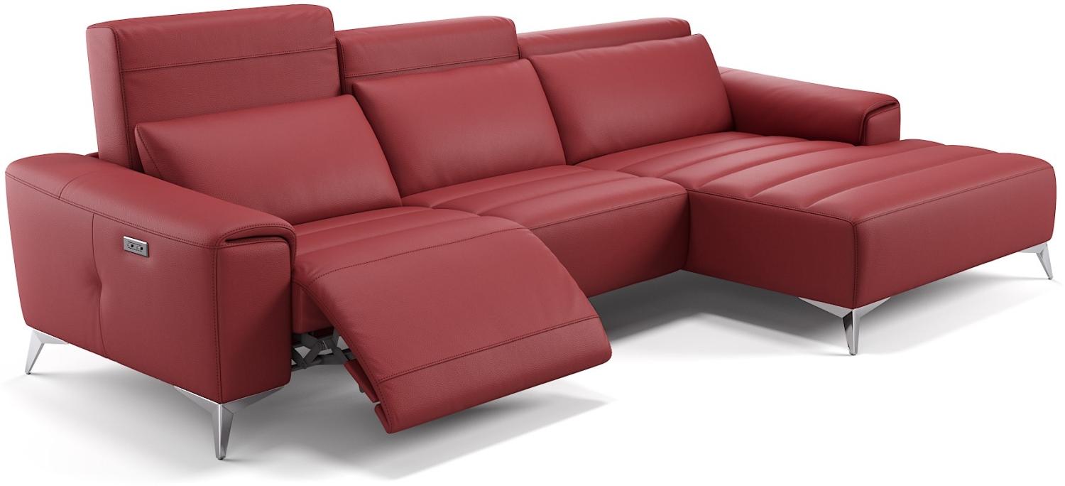 Sofanella Eckcouch BELLA Leder Wohnlandschaft Sofa in Rot S: 253 x 163 Breite x 100 Tiefe Bild 1