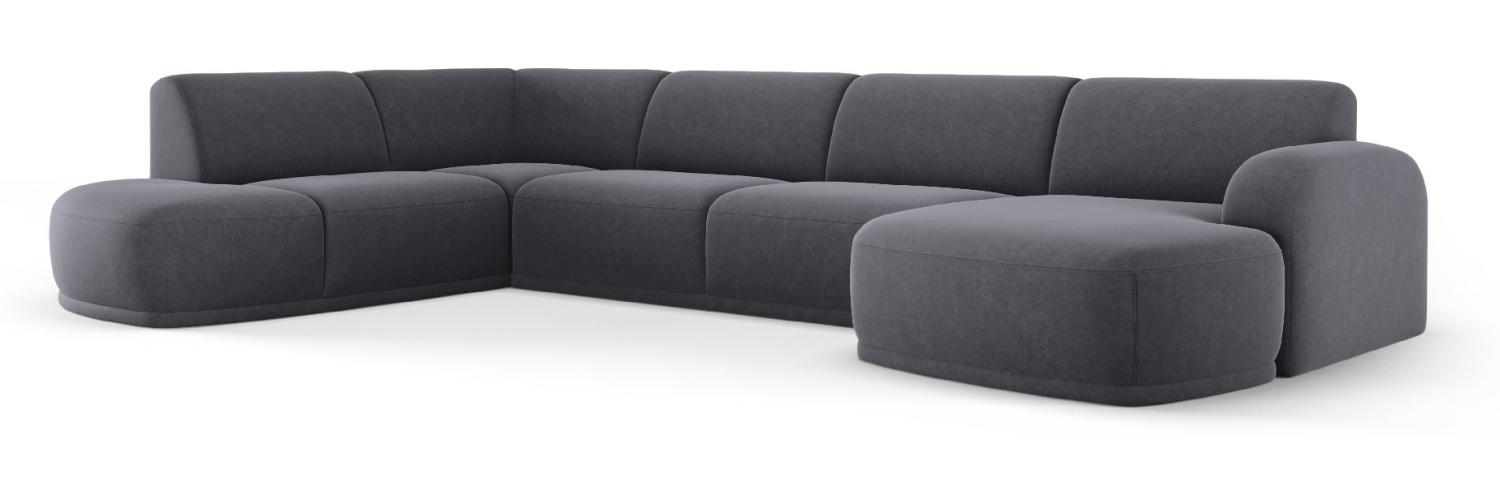 Micadoni Panorama Ecksofa Erin 5-Sitzer Links Samtstoff Dunkelgrau Bild 1