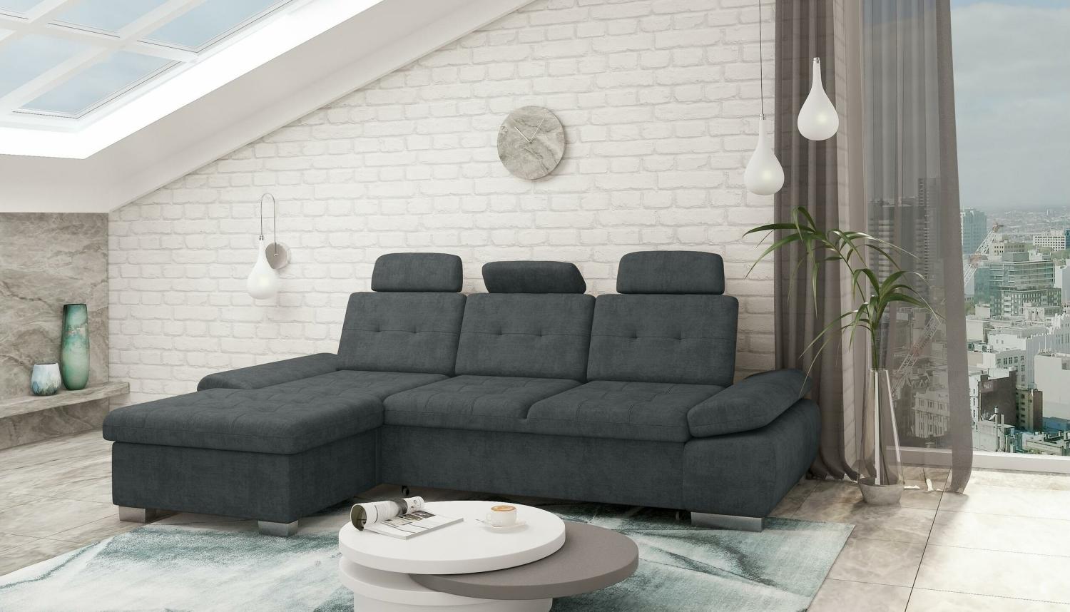 Stylefy Carlota Ecksofa Grau Velours Bild 1
