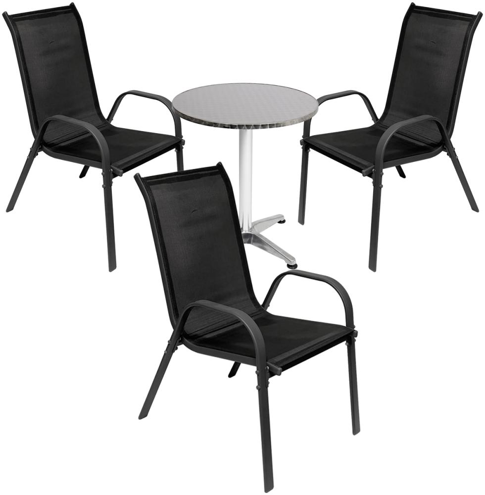 4-tlg. Bistro Garnitur Balkonset Garnitur Tisch + 3 Stapelstühle Ø60xH70cm Bild 1