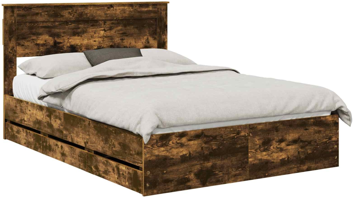 vidaXL Bettrahmen Geräucherte Eiche 150 x 200 cm Ingenieurs Holz 3409841 Bild 1