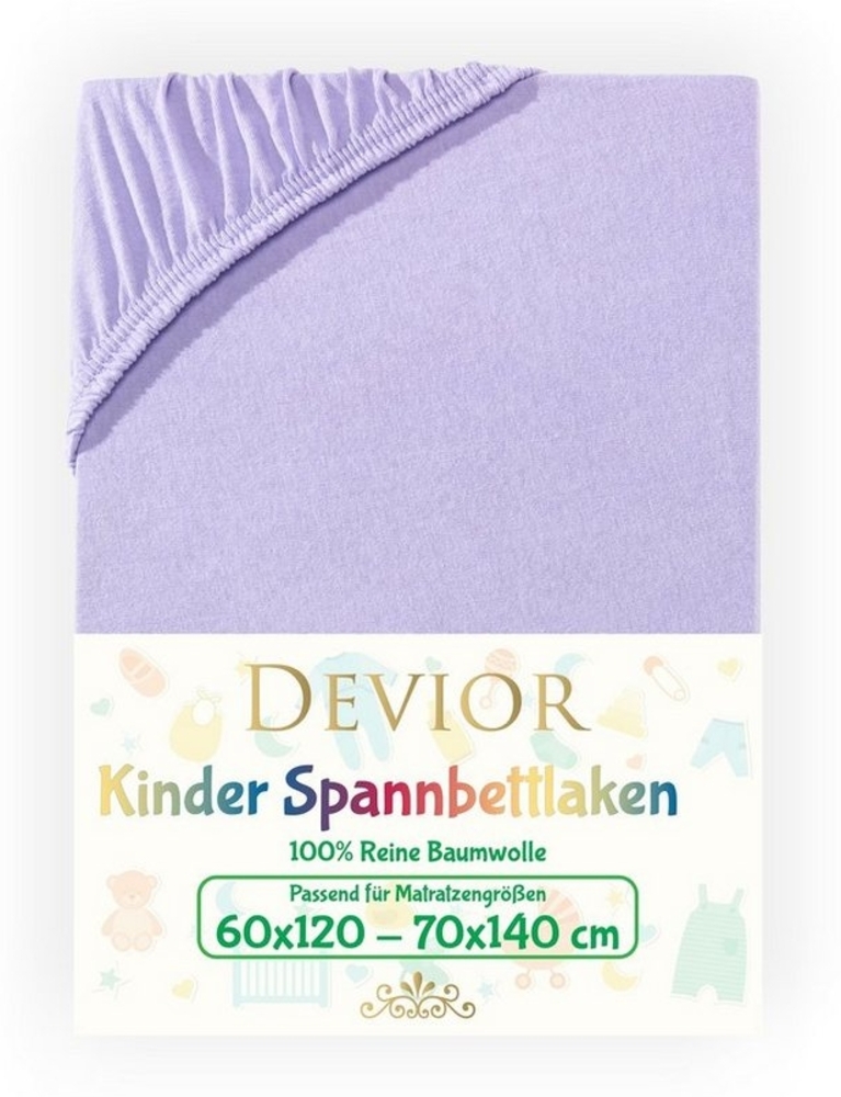 Devior Spannbettlaken Kinder Spannbetttuch 60x120 - 70x140 cm Bettlaken Tuch 100% Baumwolle, Jersey, Gummizug: Rundumgummizug, Matratzen Bezug bis 12cm Matratzenhöhe Bild 1