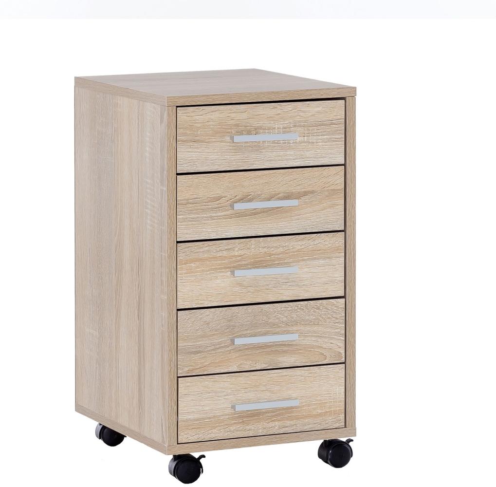 Kadima Design Schubladenschrank "Itter" Holz: 5 Schubladen, Rollen, melaminharzbeschichtet. Beige, 33x38x63 cm Bild 1