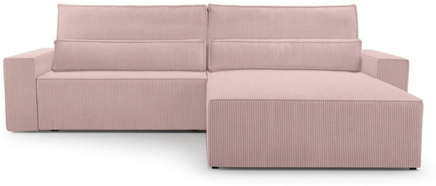 MOEBLO Ecksofa aus Cord DENVER L, Ottomane beidseitig montierbar Couch Cord für Wohnzimmer Schlafsofa Sofagarnitur Sofa Eckcouch L-Form Cordstoff - 290x85x200cm, mit Schlaffunktion und Bettkasten Bild 1