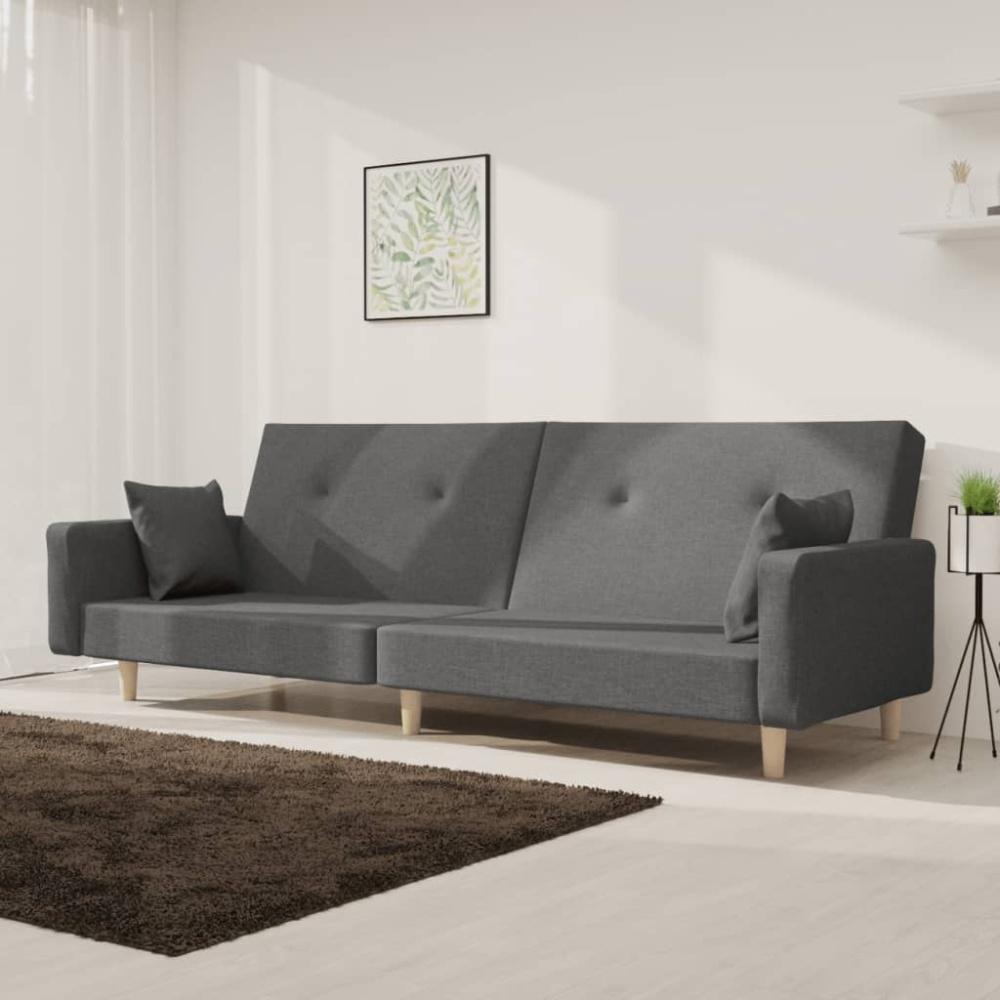 vidaXL Schlafsofa 2-Sitzer mit 2 Kissen, Hellgrau Bild 1