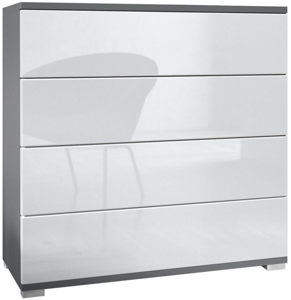 Vladon Kommode Pavos V3 (Sideboard, mit 4 Schubladen), Anthrazit matt/Weiß Hochglanz (76 x 76 x 35 cm) Bild 1