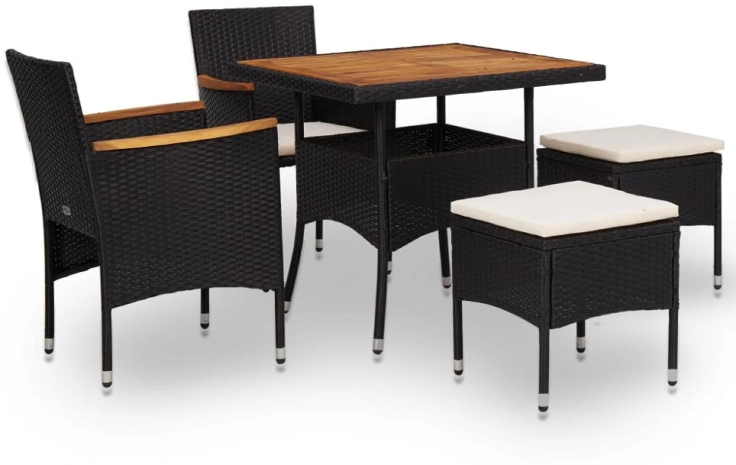 vidaXL 5-tlg. Garten-Essgruppe Schwarz Poly Rattan Akazie Massivholz 46169 Bild 1