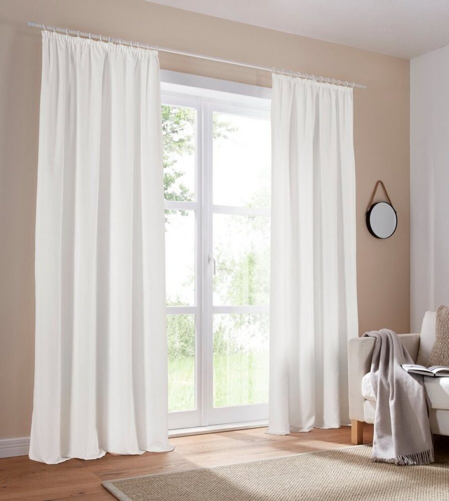 Home affaire Vorhang Parry, Kräuselband (2 St), blickdicht, Polyester, 2-er Set, blickdicht, monochrom, basic, einfarbig, Bestseller Bild 1