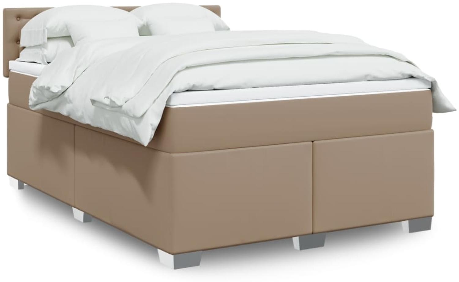 vidaXL Boxspringbett Matratze Cappuccino-Braun 140x200cm Kunstleder 3286127 Bild 1