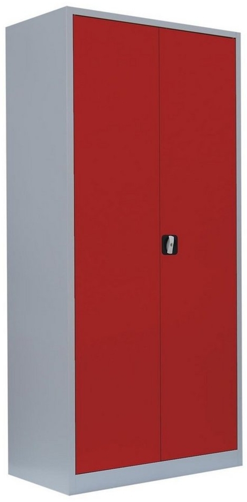 Stahl-Aktenschrank Metallschrank abschließbar Büroschrank Stahlschrank 195 x 92,5 x 60 cm Lichtgrau/Rot 530364 Bild 1