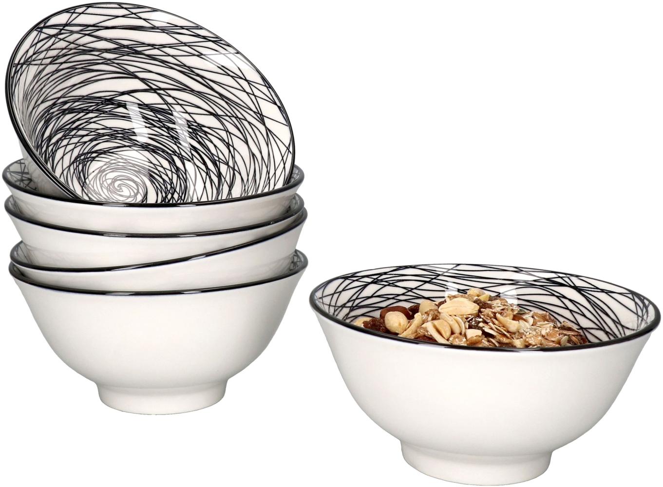 6er Set Rabisco Bowl-Schalen 500ml schwarz-weiß Müsli Salat Dessert Schüssel Bild 1