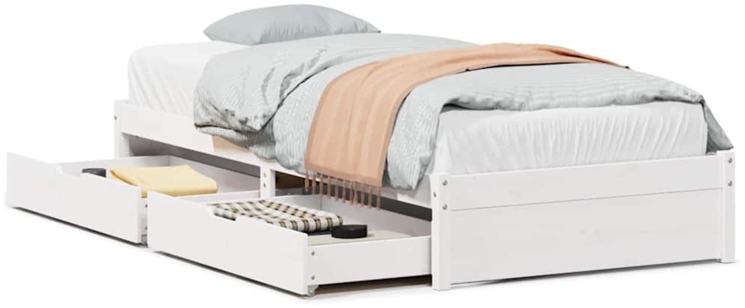 vidaXL Massivholzbett ohne Matratze Weiß 100x200 cm Kiefernholz 3301659 Bild 1