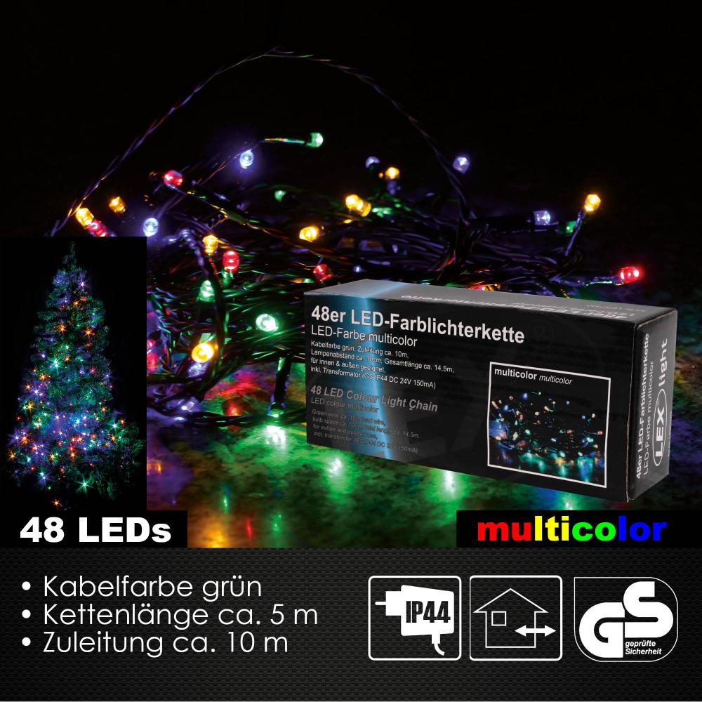 48er LED Lichterkette Außen Innen Partylichterkette Weihnachtslichterkette bunt Bild 1