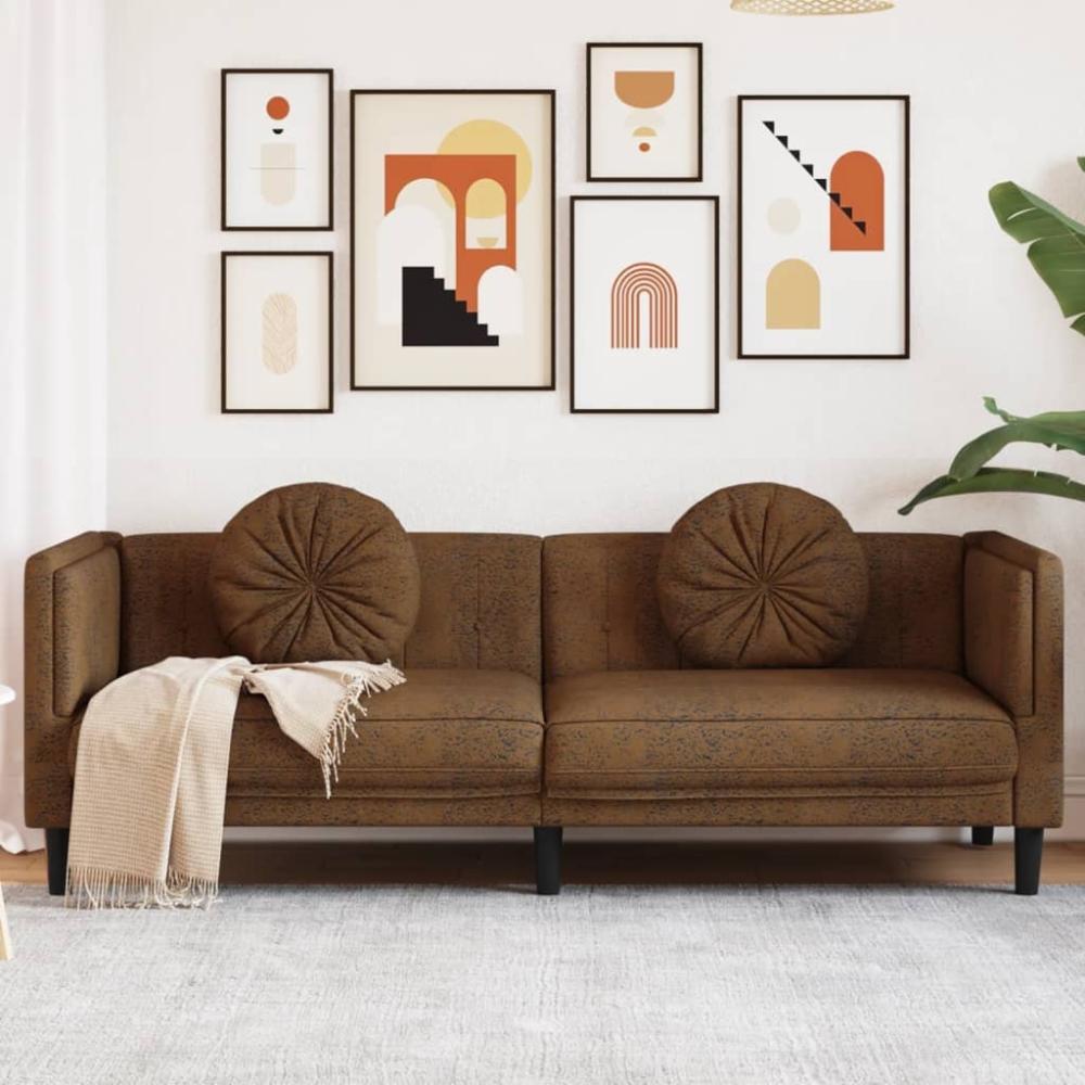 vidaXL 3-Sitzer Sofa mit Kissen Braun Kunstleder Wildleder-Optik 372651 Bild 1