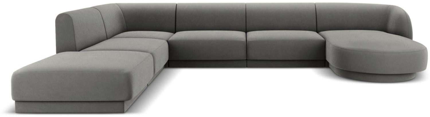 Micadoni 6-Sitzer Panorama Ecke links Sofa Miley | Beinfarbe Black Plastic, Hellgrau, Samt Bild 1