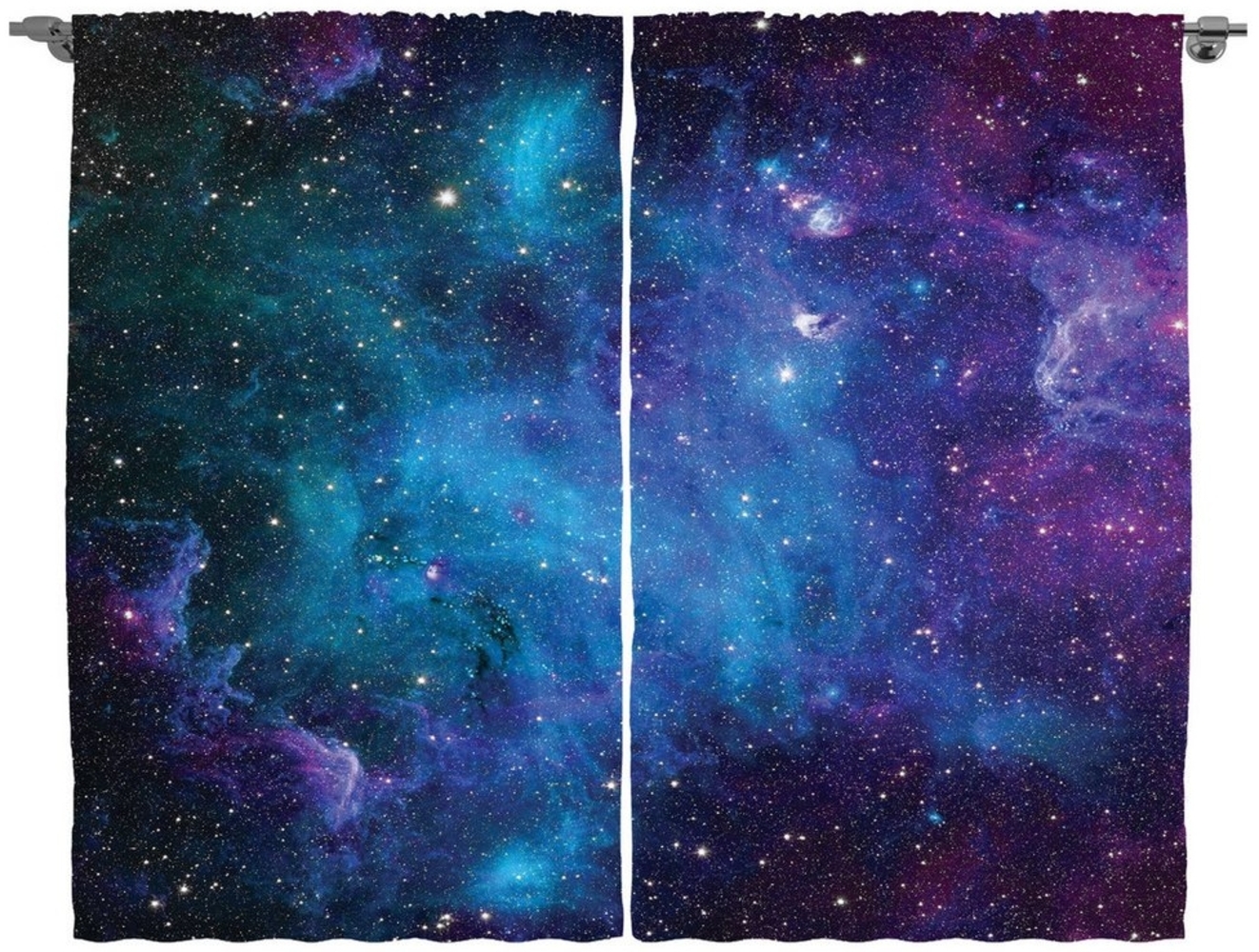 Abakuhaus Gardine Schlafzimmer Kräuselband Vorhang mit Schlaufen und Haken, Nebel Galaxy Sterne im Weltraum Bild 1