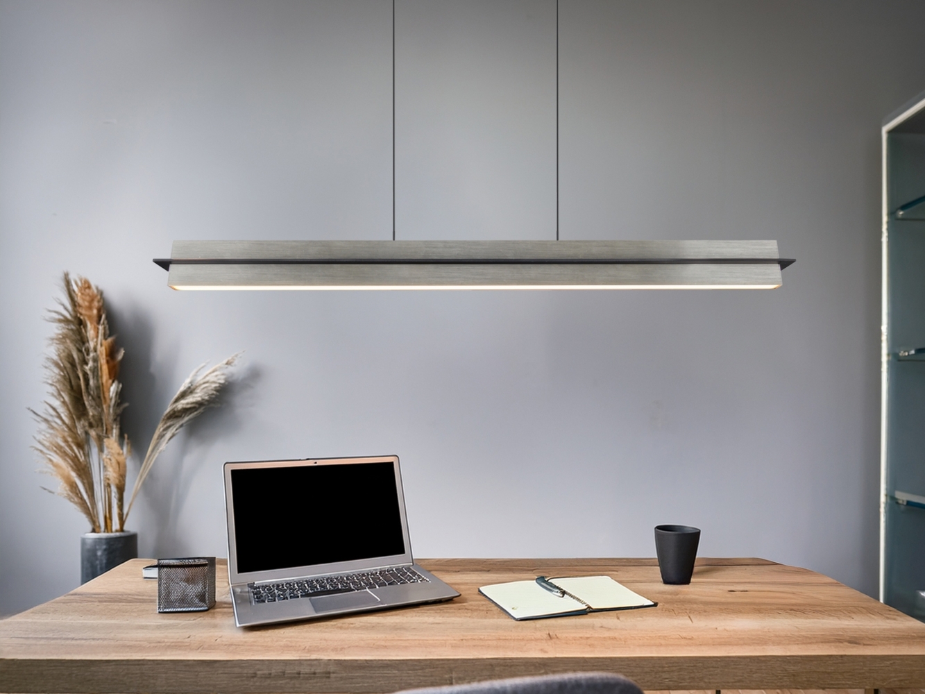 LED Pendelleuchte EMERSON höhenverstellbar & dimmbar, Silber, Breite 95cm Bild 1