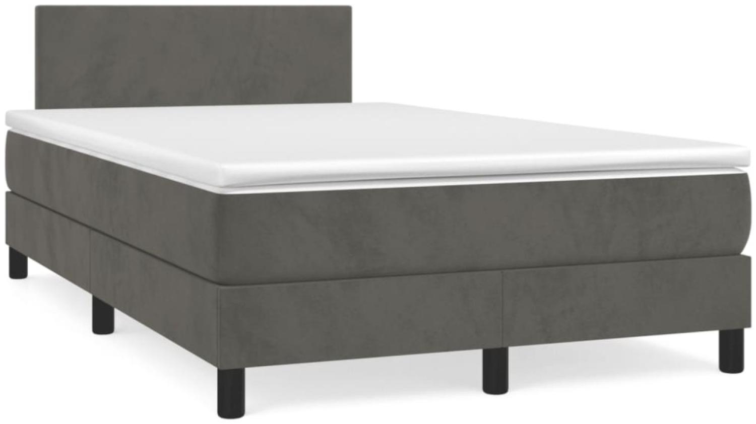 vidaXL Boxspringbett mit Matratze, Samt dunkelgrün, 120 x 190 cm Bild 1