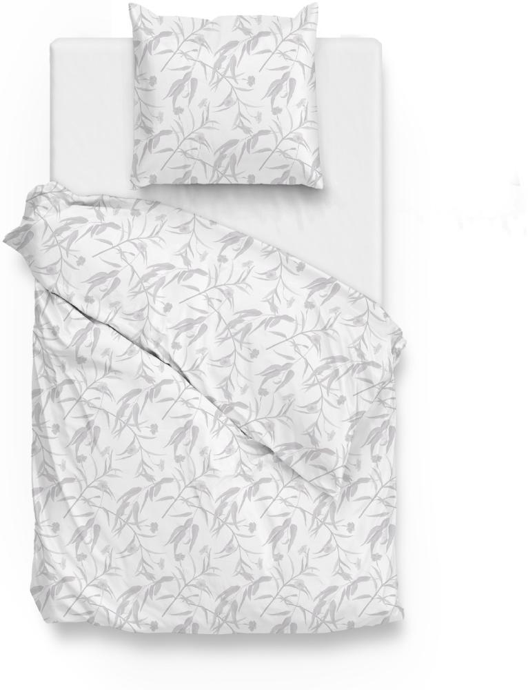 Zo! Home Mako-Satin Bettwäsche 155x220 Fiori di Satinado White Blätter silber Bild 1