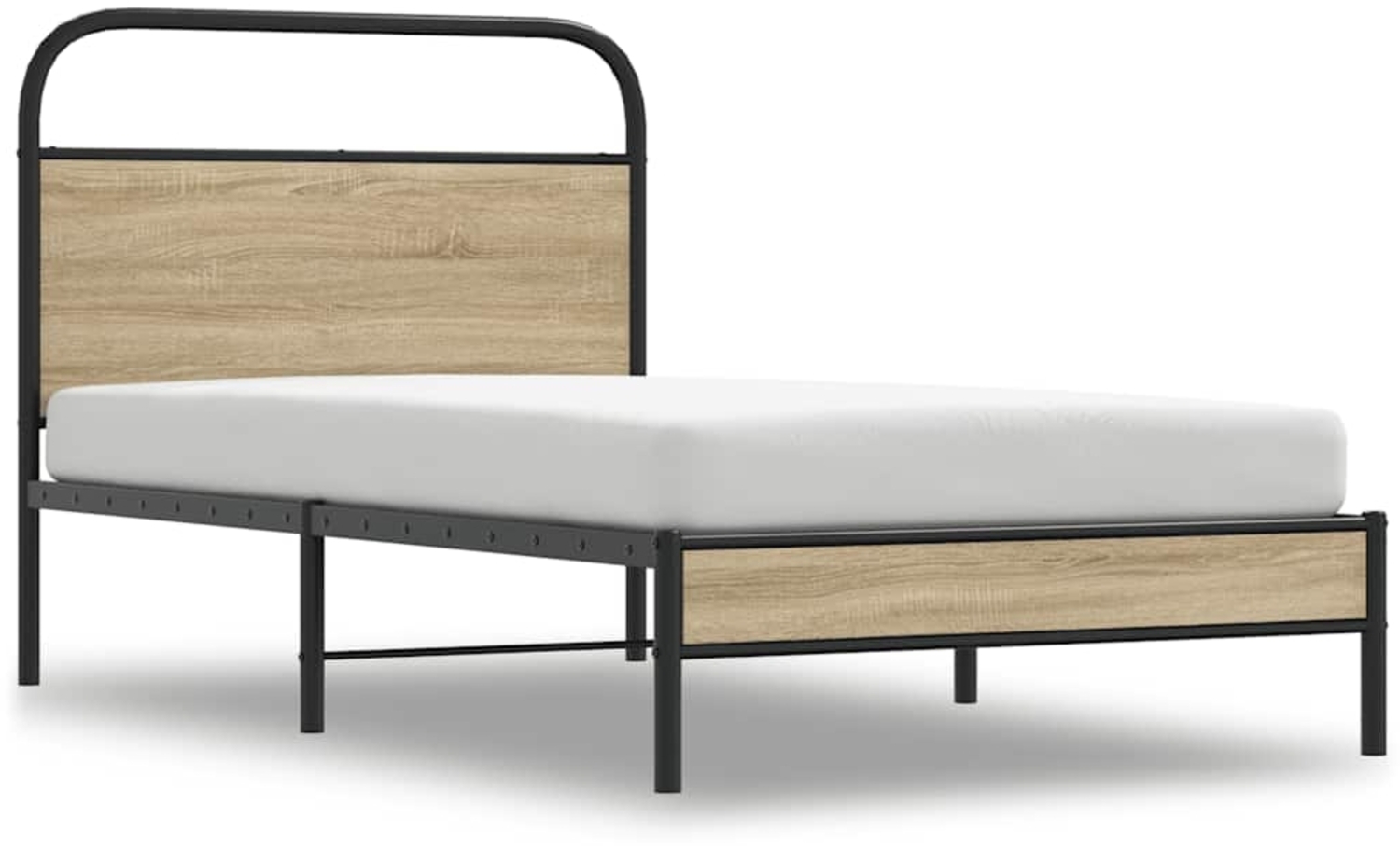 vidaXL Bettgestell ohne Matratze 90x200 cm Räuchereiche Holzwerkstoff 4100349 Bild 1