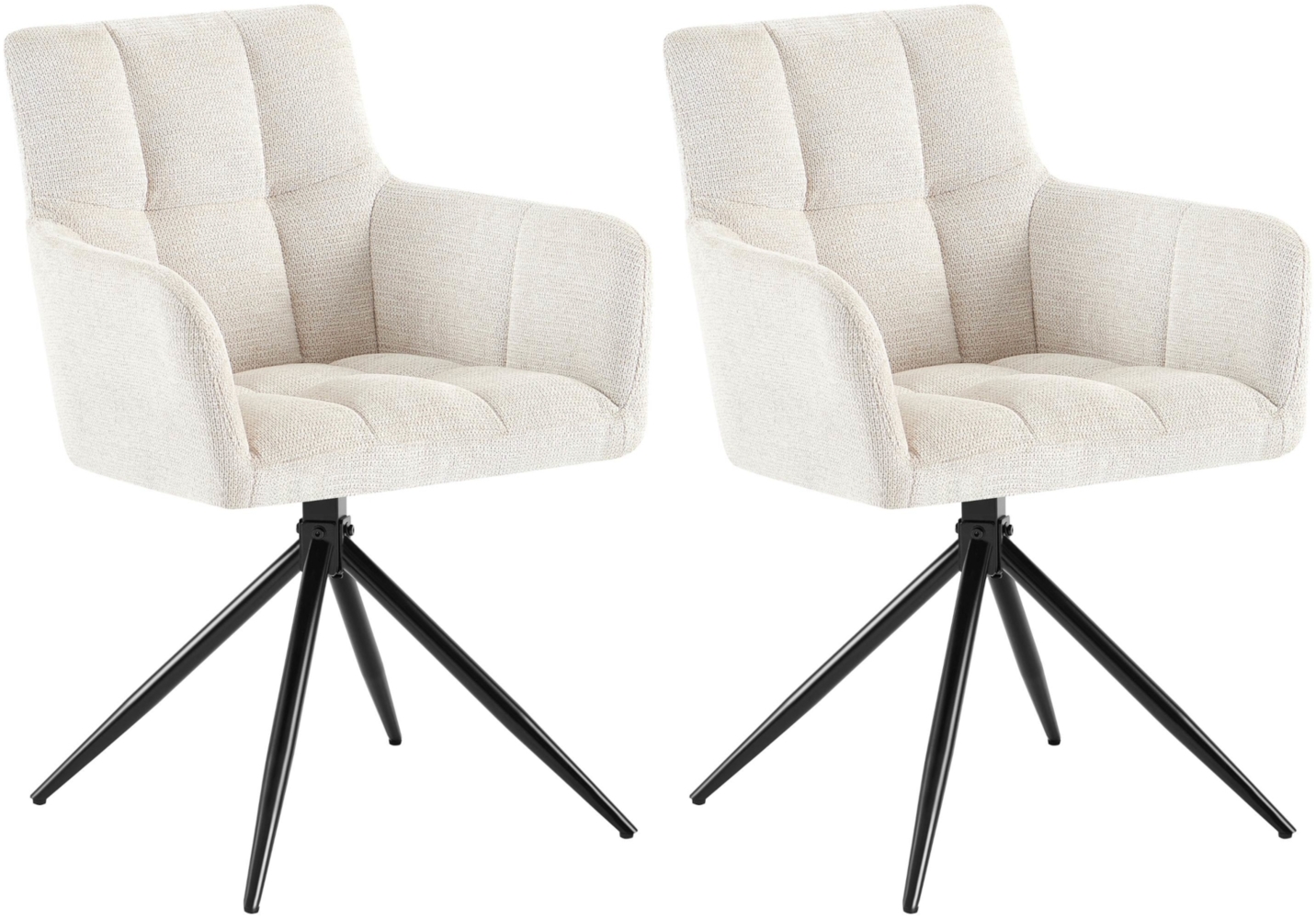 CLP Esszimmerstühle 2er Set, Sessel Jonah drehbar mit Armlehnen, bis 150 kg,creme Bild 1