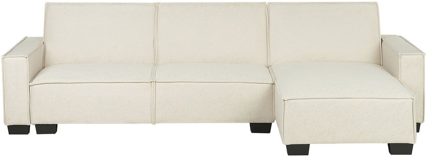 Ecksofa mit Schlaffunktion Polsterbezug beige linksseitig ROMEDAL Bild 1