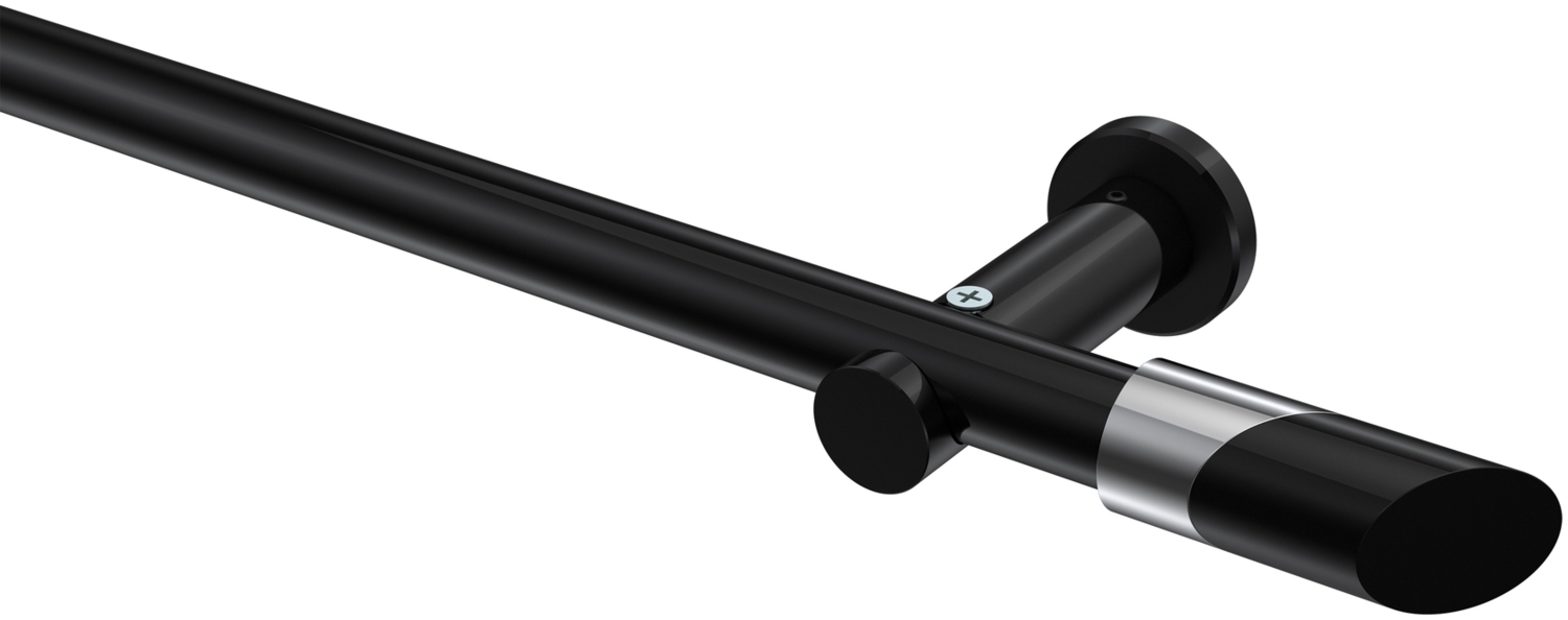 Gardinenstangen-Set Platon Verano 140 cm, 1-läufig (ohne Ringe), 20 mm Ø Schwarz Bild 1