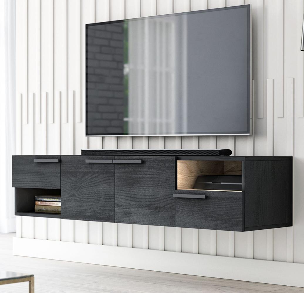 TV-Lowboard Odino in Black North und Eiche Gold 140 cm Bild 1