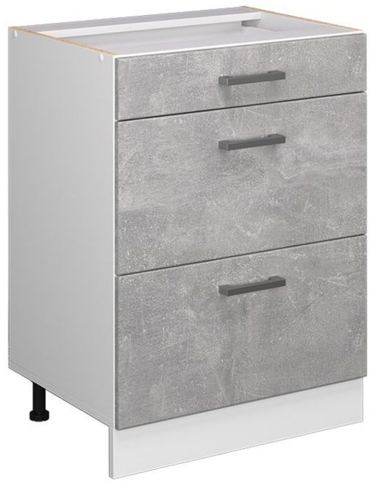 Vicco Küchenunterschrank Beton 60 cm mit Schubladen, ohne Arbeitsplatte, R-Line Bild 1