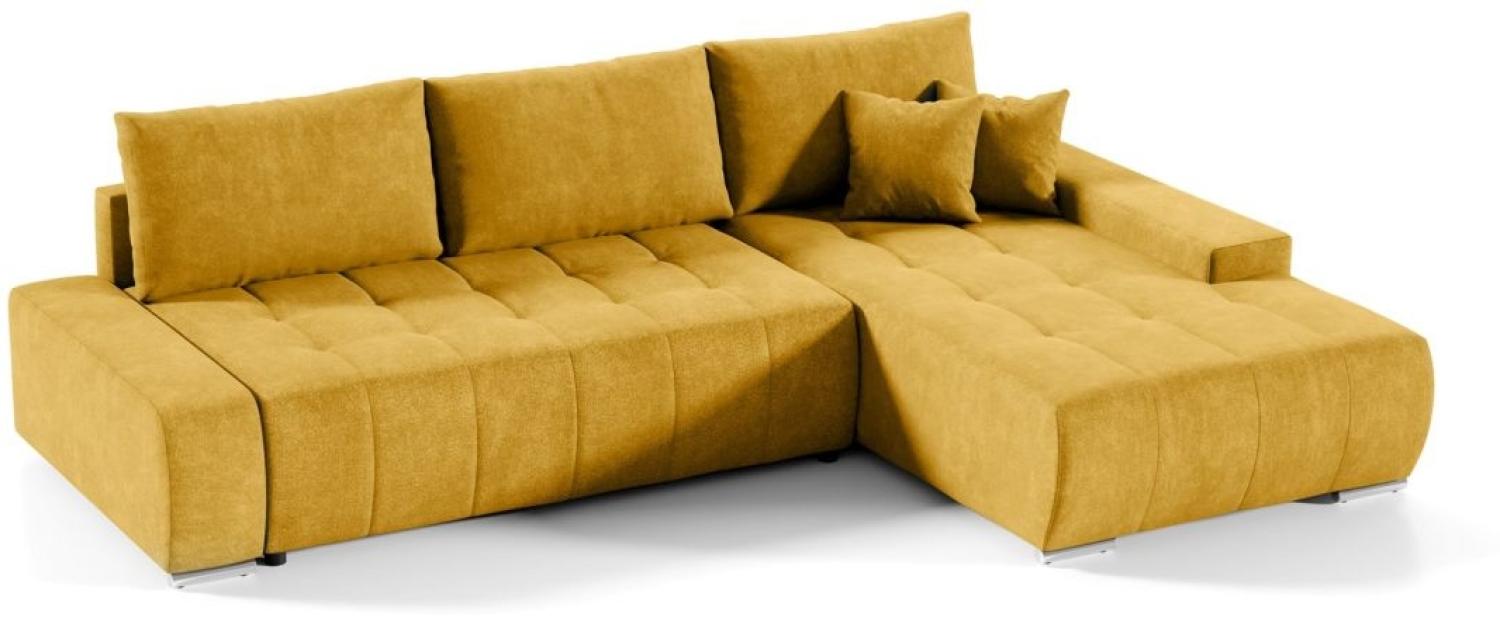 Ecksofa Sofa mit Schlaffunktion VOGAR Stoff Aston Gelb Ottomane Rechts Bild 1