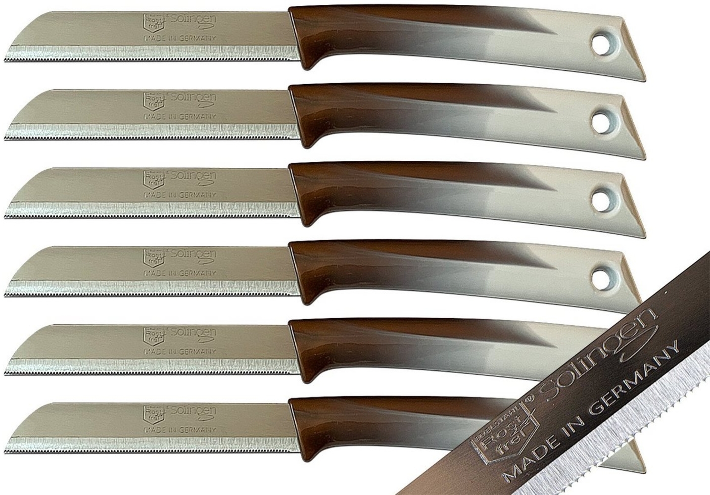 SMI Obstmesser Solingen Schälmesser Wellenschliff 6 Stück Küchenmesser Gemüsemesser Bild 1