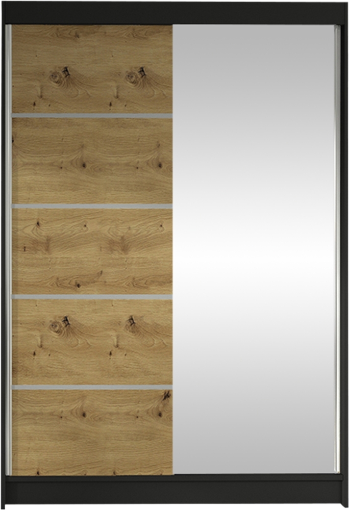 Kleiderschrank Lino III, ohne Beleuchtung, Farbe: Schwarz / Artisan Eiche Bild 1