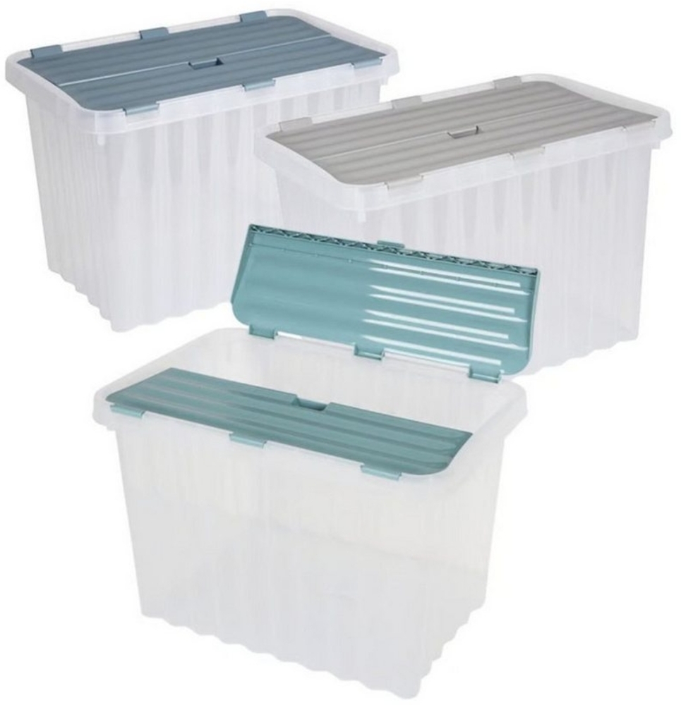 Wellenbox 24L 43x30x30cm Transparent Deckel Aufbewahrungsbox Spielzeugkiste Bild 1