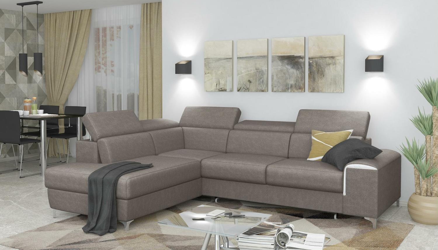 Stylefy Caio Ecksofa Hellbraun Velours Bild 1