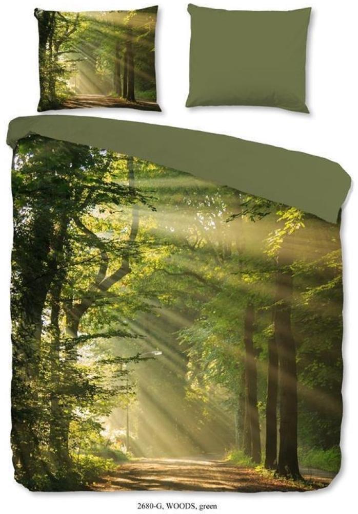 good morning Renforcé Bettwäsche 3 teilig Bettbezug 240 x 220 cm Kopfkissenbezug 60 x 70 cm Woods 2680.44.03 Green Bild 1