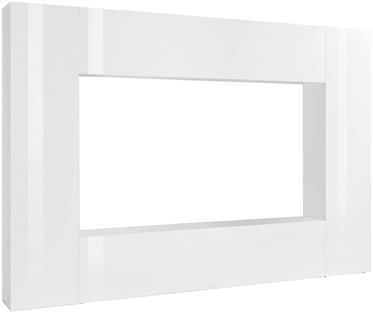 Dmora Ausgestattete Wand Amel, 4-türiges TV-Ständer-Wohnzimmerset, Mehrzweck-Wohnzimmermöbel, 100 % Made in Italy, 260 x 30 x 180 cm, glänzendes Weiß, Bild 1