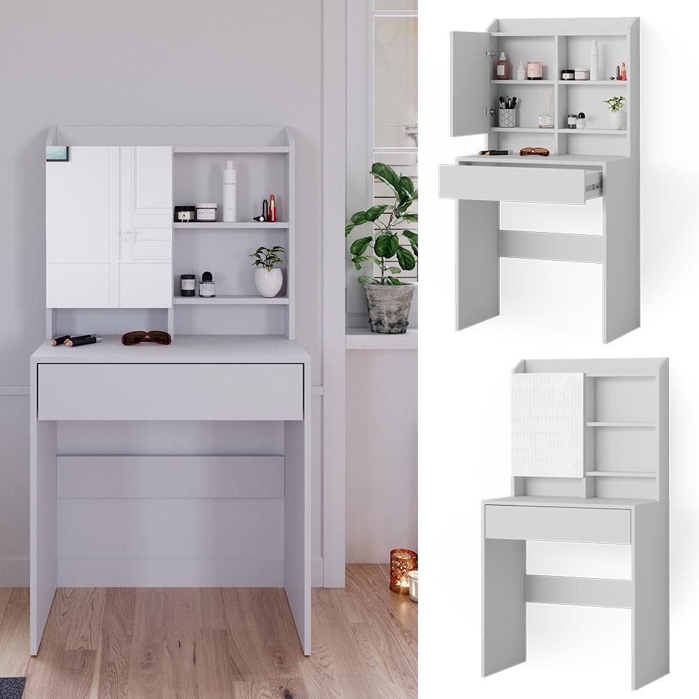 Vicco Schminktisch Frisiertisch Frisierkommode Laura Weiß 70x136 cm Spiegelschrank modern Schlafzimmer Kommode Schminkspiegel Schrank Schublade Kosmetiktisch Make-Up-Tisch Bild 1