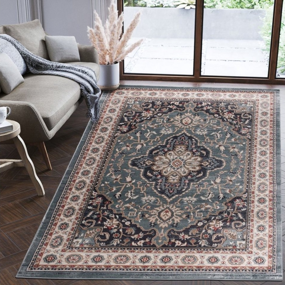 Mazovia Orientteppich Oriente Teppich - Traditioneller Teppich Orient Blau Schwarz, 60 x 100 cm, Geeignet für Fußbodenheizung, Pflegeleicht, Wohnzimmerteppich Bild 1