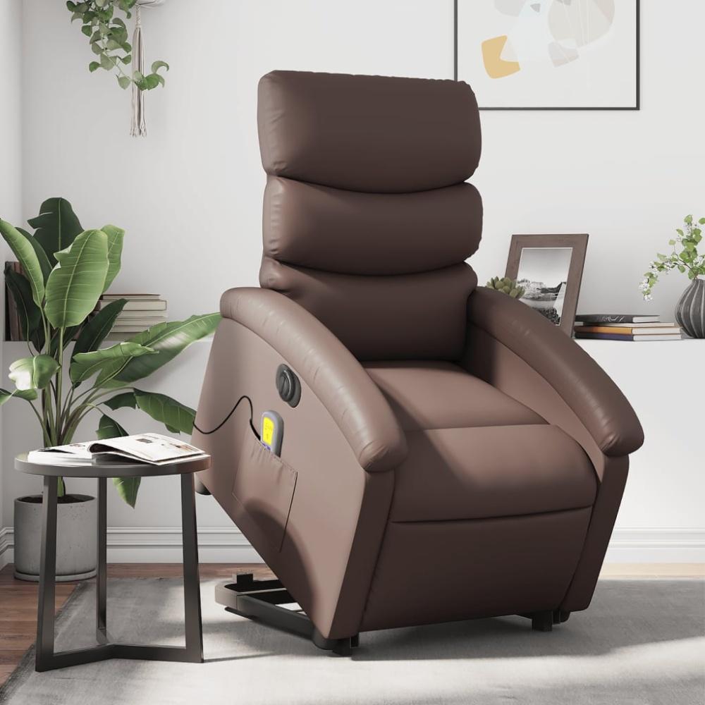 vidaXL Massagesessel mit Aufstehhilfe Elektrisch Braun Kunstleder 3204063 Bild 1