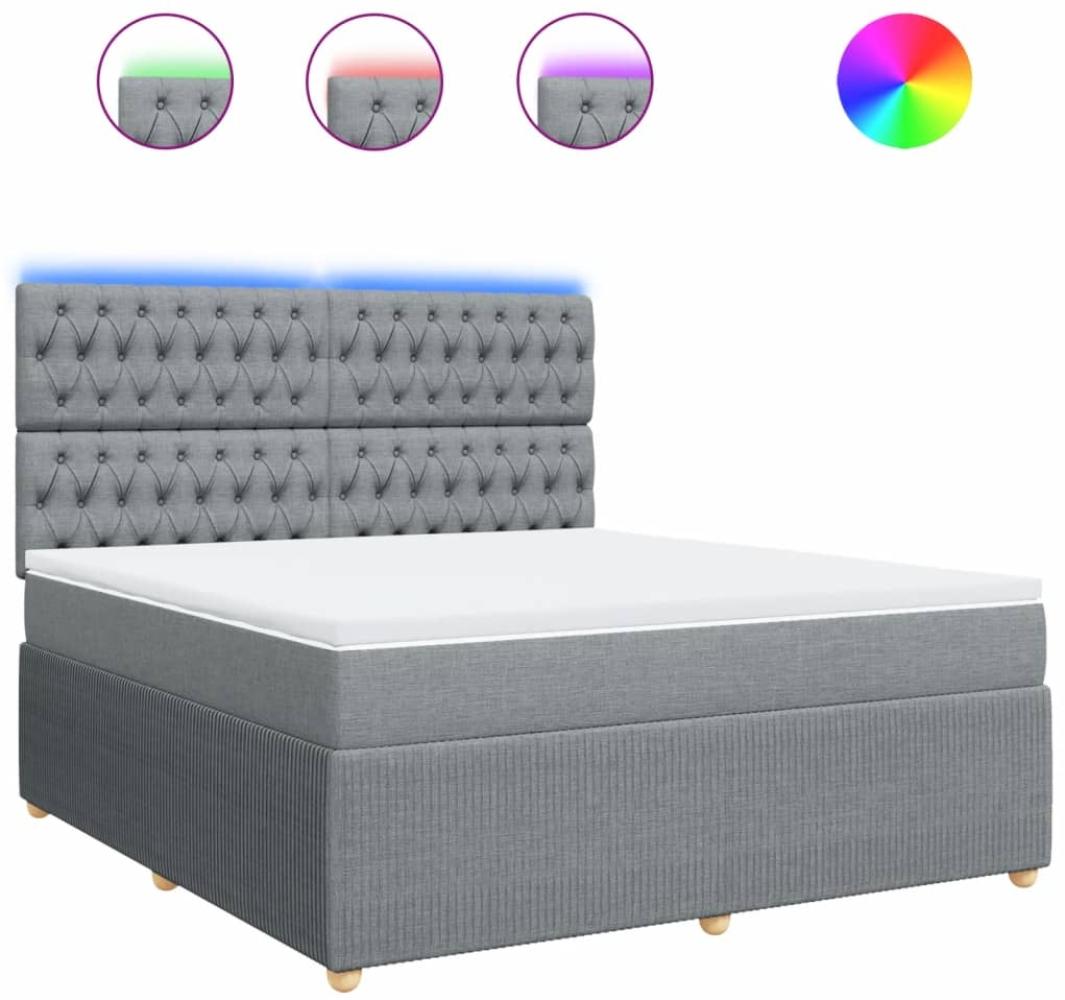 vidaXL Boxspringbett mit Matratze Hellgrau 180x200 cm Stoff 3294442 Bild 1