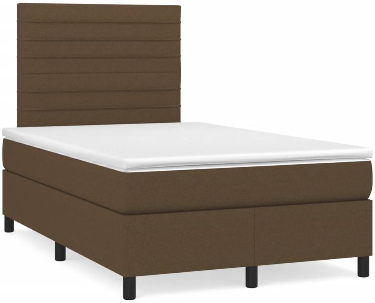 vidaXL Boxspringbett mit Matratze Dunkelbraun 120x190 cm Stoff 3269891 Bild 1