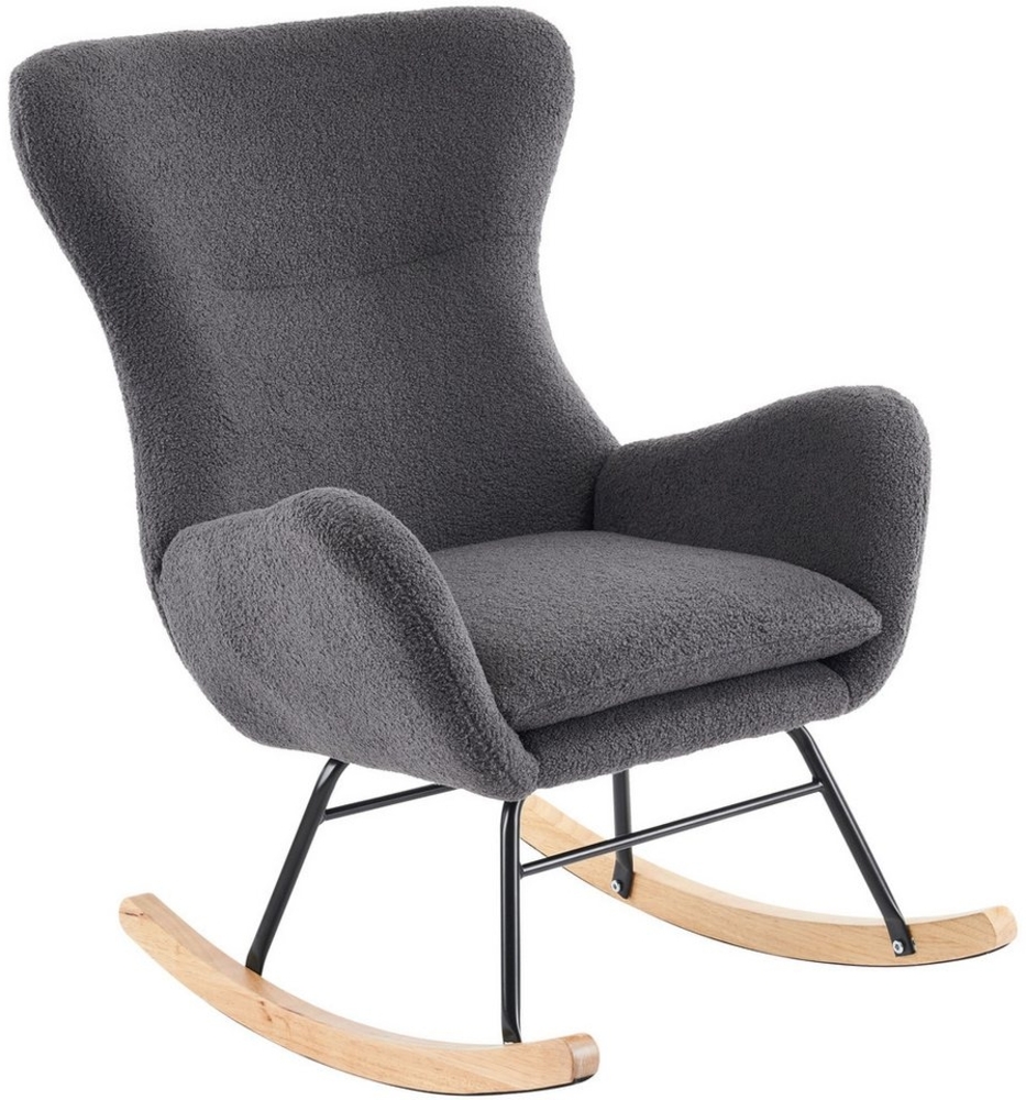 KLAM HOME Schaukelsessel Relaxsessel mit verstellbare Fußstütze (mit Rückenlehne und Armlehnen, Ergonomischer Loungesessel Freizeitstuhl bis 150 kg), Schaukelstuhl Schwingsessel mit Massivholz-Beine und Sitzkissen Bild 1