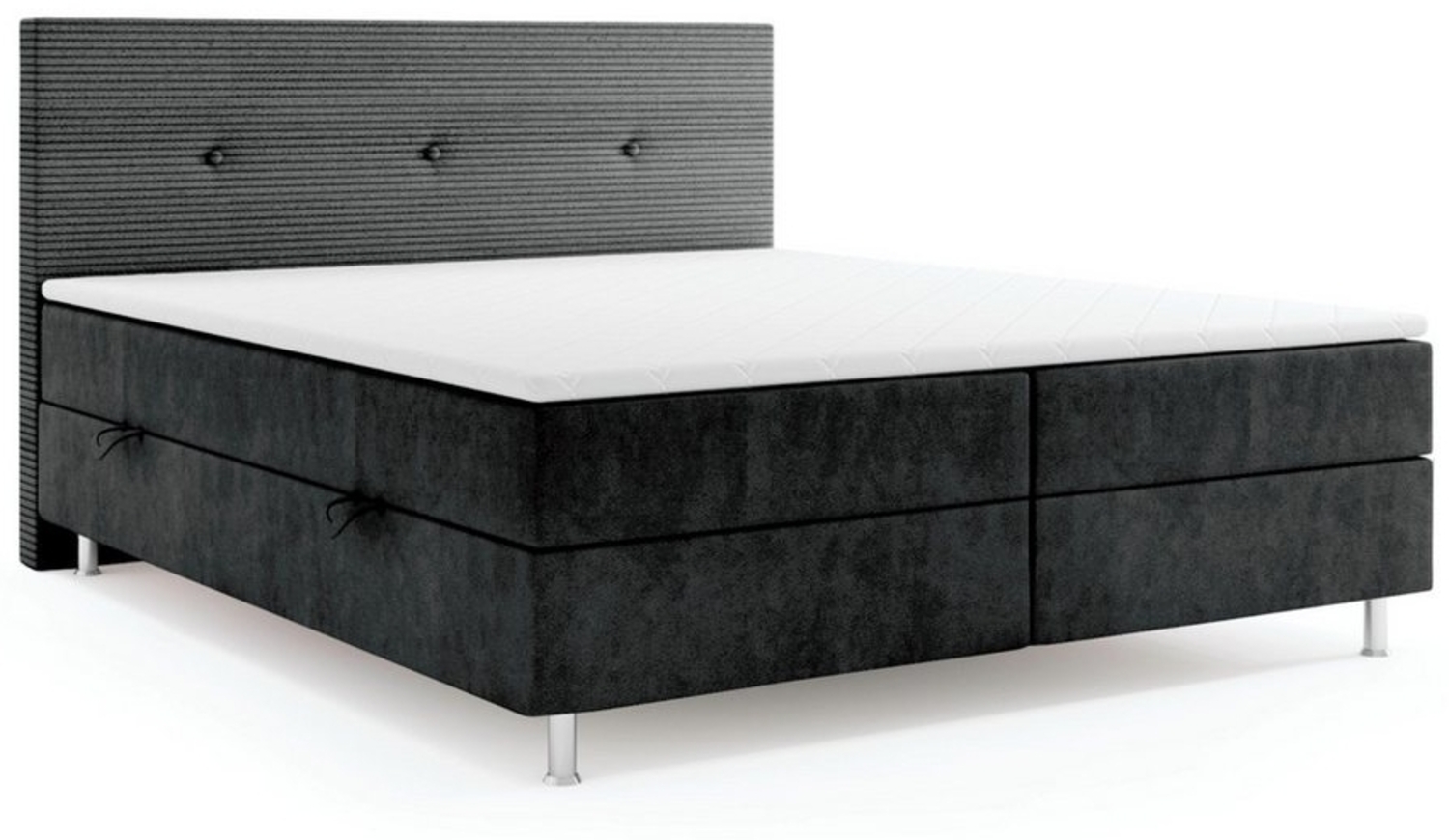 M-Punkt24 Boxspringbett RIO (Schwarz, Liegefläche 180 x 200cm), mit Bettkasten, Komfort-Schaum-Topper Bild 1