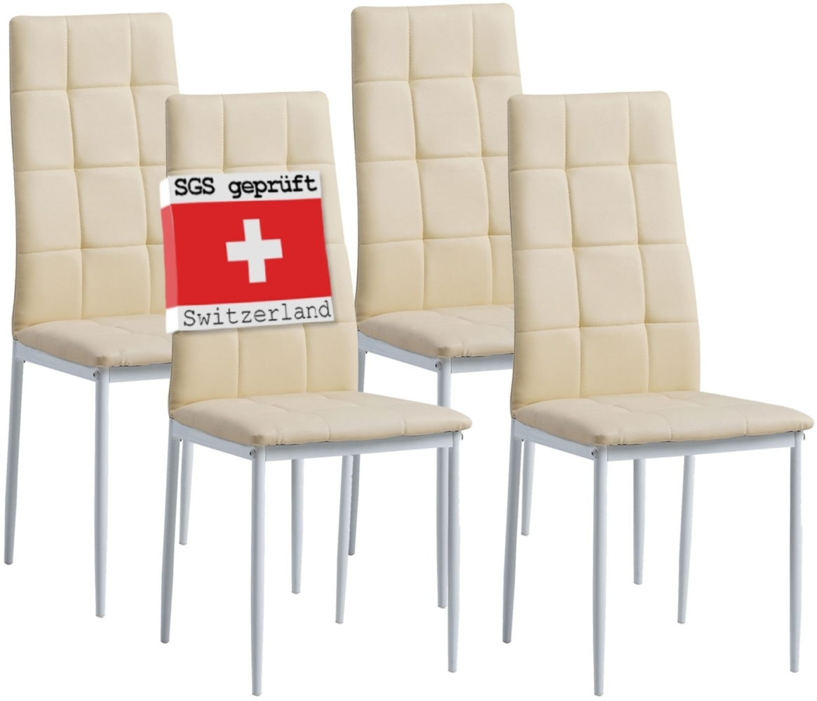 Albatros Esszimmerstühle RIMINI 4er Set, Beige - Edles Italienisches Design, Polsterstuhl Kunstleder-Bezug, Modern und Stilvoll am Esstisch - Küchenstuhl Stuhl Esszimmer hohe Belastbarkeit Bild 1