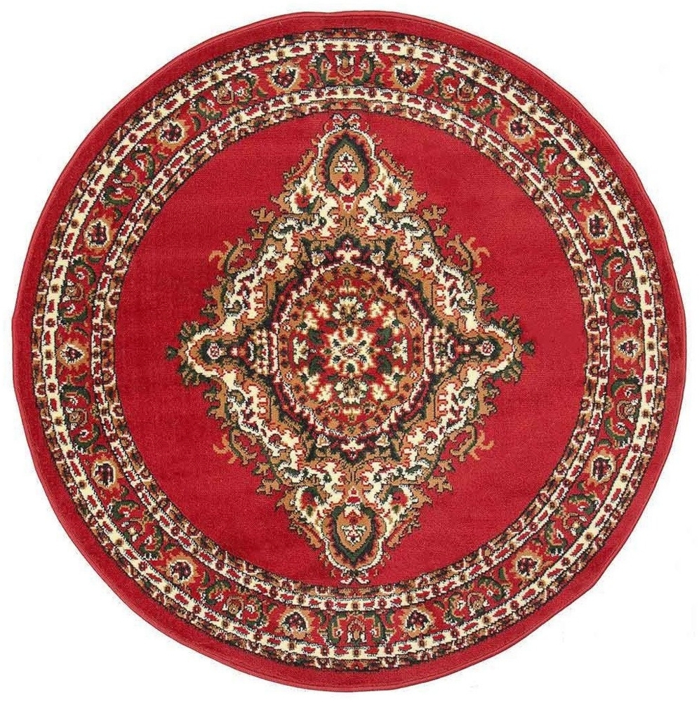 Vimoda Orientteppich Rund Teppich kurzflor, Rund, Höhe: 8 mm, Orientalisch, Klassisch,Rot Wohnzimmerteppich Bild 1