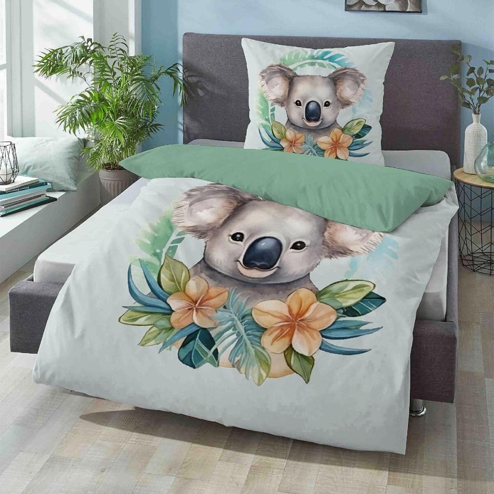 Biberna Bettwäsche Koala 44485-440 jade|155x220 cm + 80x80 cm Bild 1