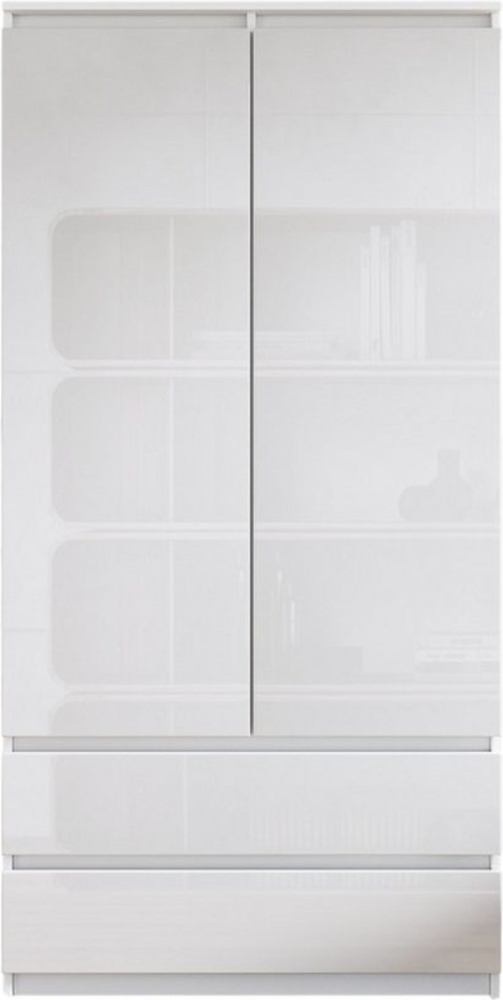 Furnica Kleiderschrank Garderobe Weiß Matt, 2 Türen und 2 Schubladen H180cm B90cm T50cm Bild 1