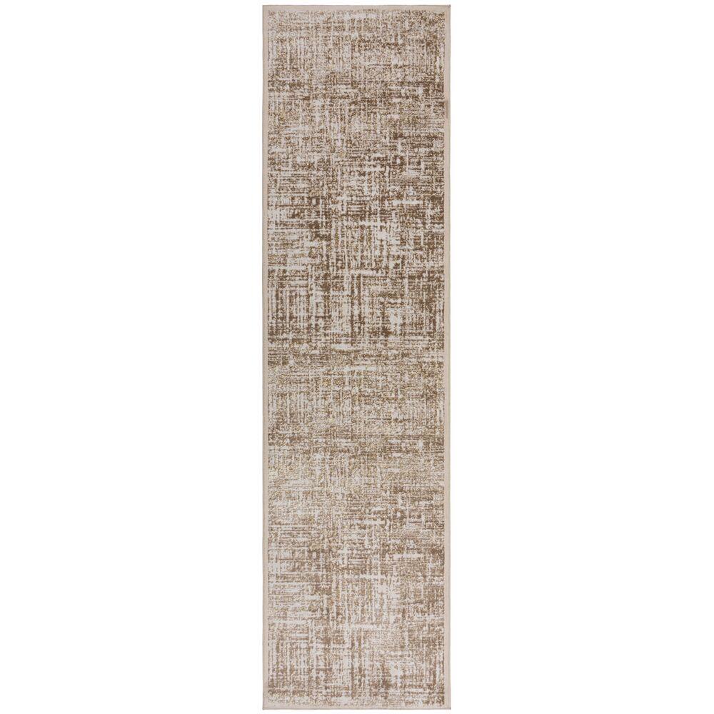 Kadima Design Robuster Teppich mit Glanzeffekt, uni & abstraktem Muster, pflegeleicht & strapazierfähig – "Lyde". Champagner, 80x300 cm Bild 1